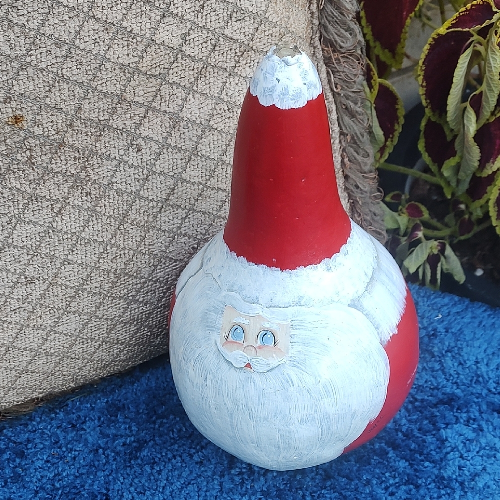 Handcrafted Santa Gourd Decoration - Red and White